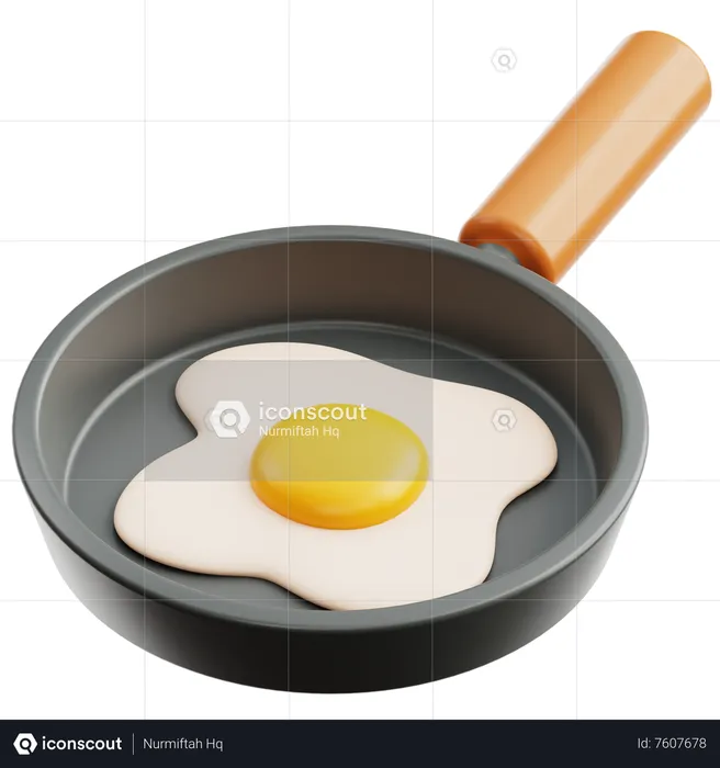 Fried Egg On Pan  3D Icon