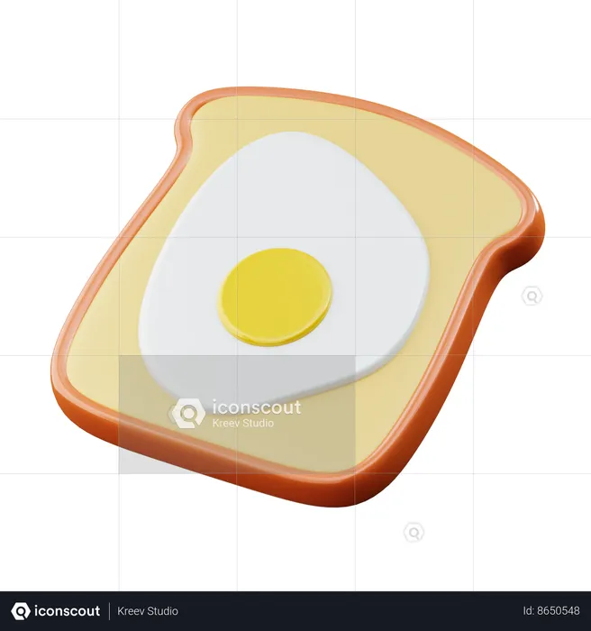 Fried Egg Toast  3D Icon