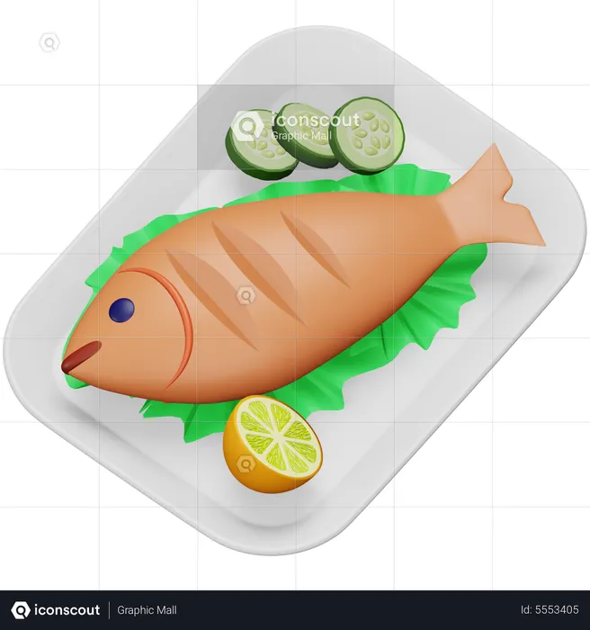 Fried Fish 3D Icon download in PNG, OBJ or Blend format