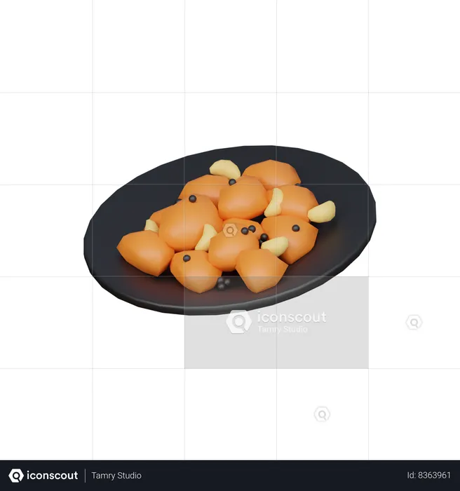 Fried pork with garlic  3D Icon