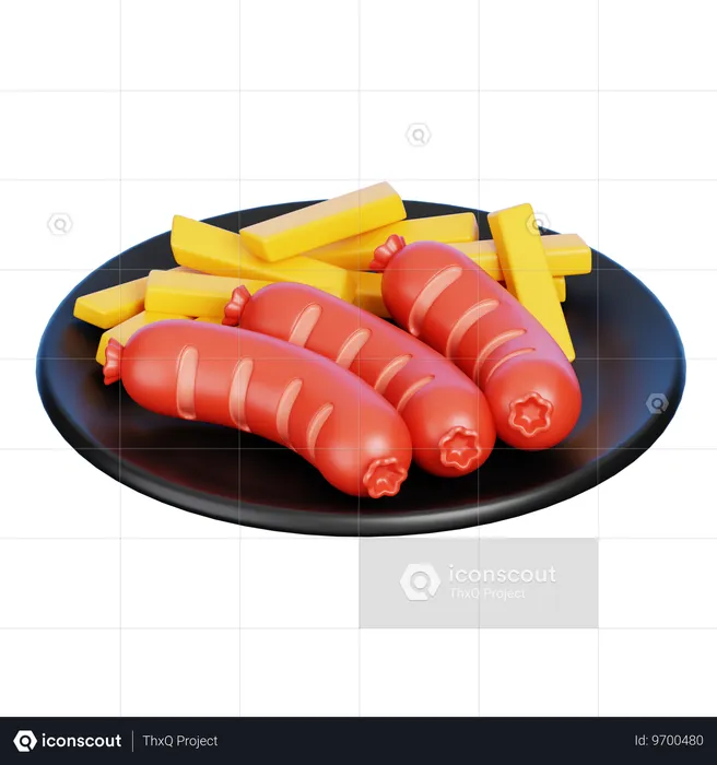 Fried Sausage  3D Icon