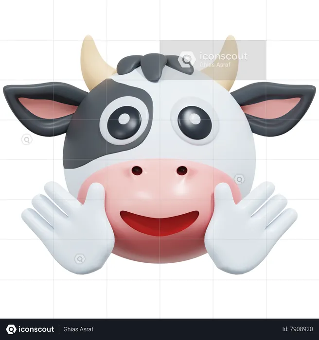 Friendly Face Cow Emoji 3D Icon