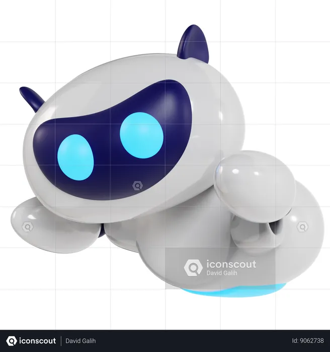 Friendly Floating Robot Character  3D Illustration