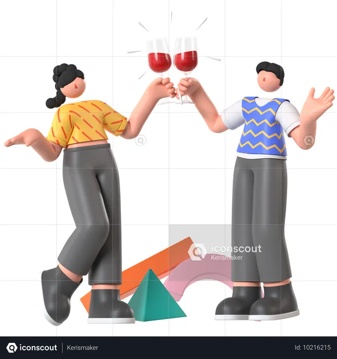 Friends celebrating birthday Party  3D Icon