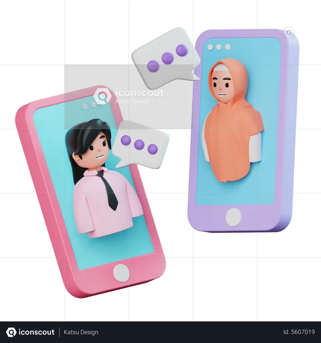 Friends On Video Call  3D Illustration