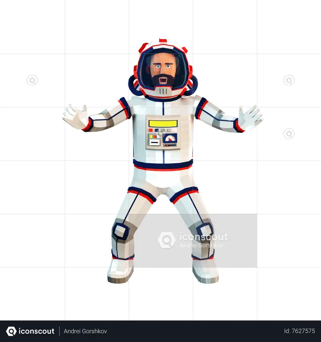 Frightened astronaut in a spacesuit  3D Illustration