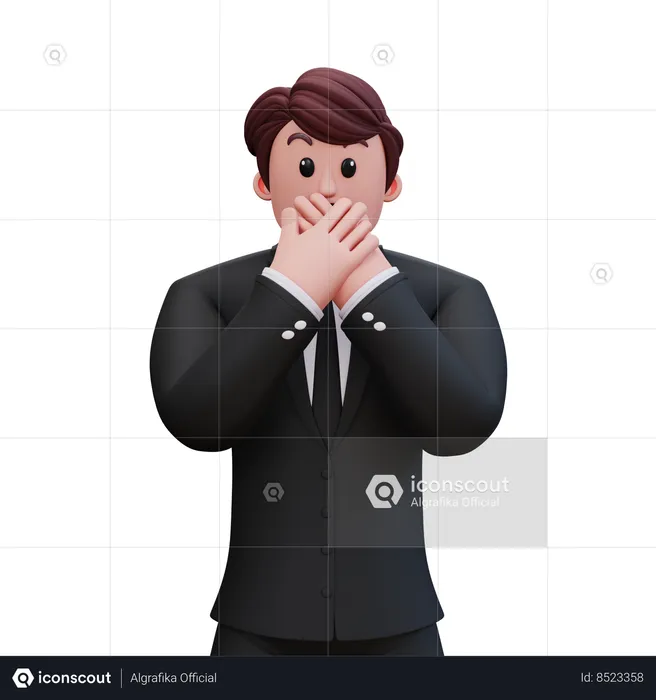 Frightened Businessman  3D Illustration