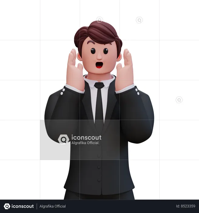 Frightened Businessman  3D Illustration