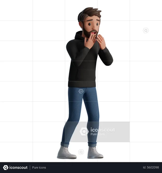 Frightened man  3D Illustration