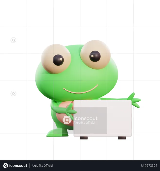 Frog Holding Placard  3D Illustration