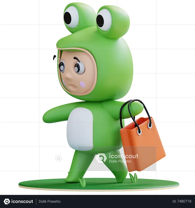 Frogie go shopping  3D Illustration