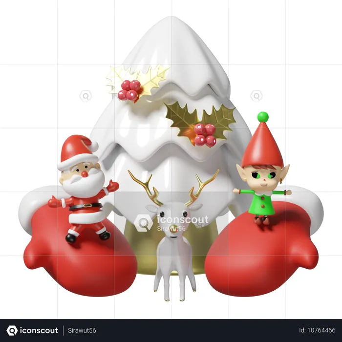 Frohe Weihnachten mit Rentieren  3D Illustration