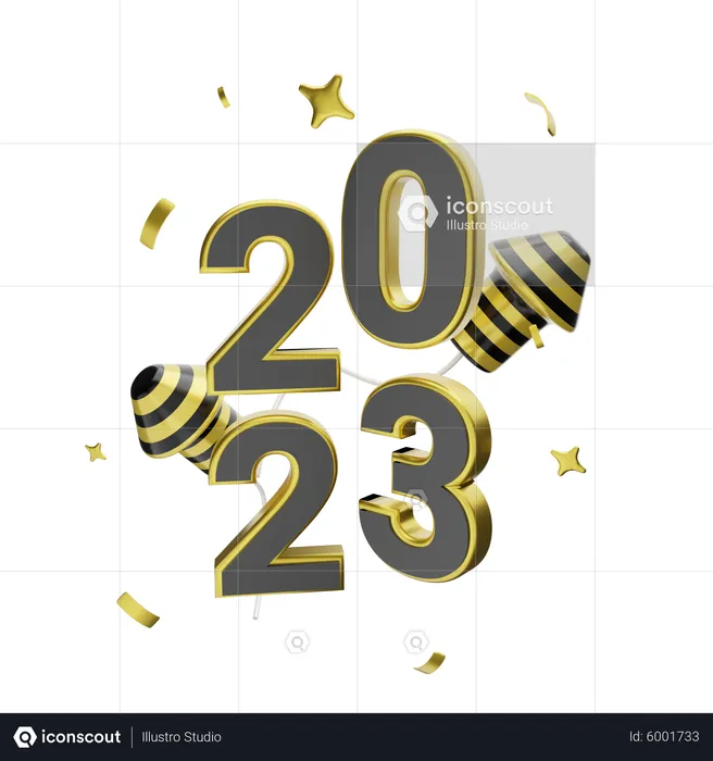Frohes neues Jahr 2023  3D Icon