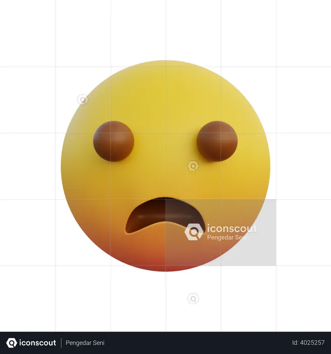 Frowning face with open mouth Emoji 3D Illustration