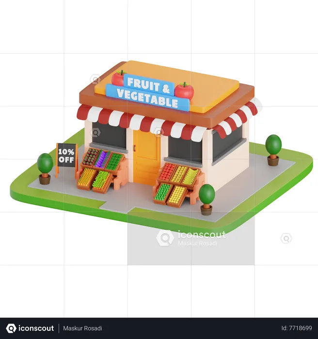 Fruit and Vegetable Store  3D Icon