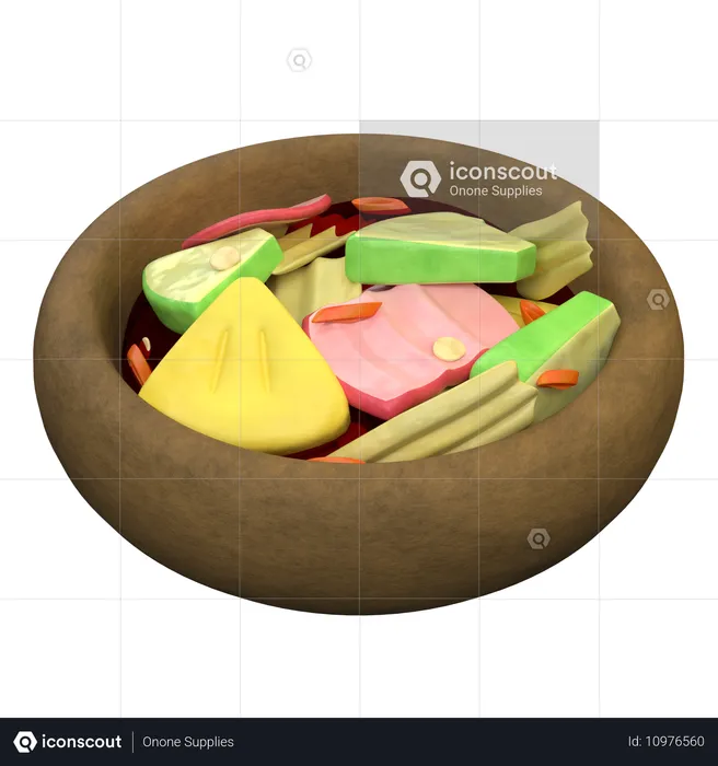 Fruit Salad Mixed With Fish Gravy  3D Icon