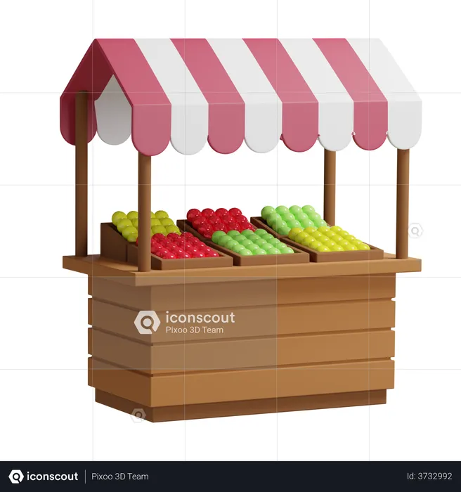 Fruit Stall  3D Illustration