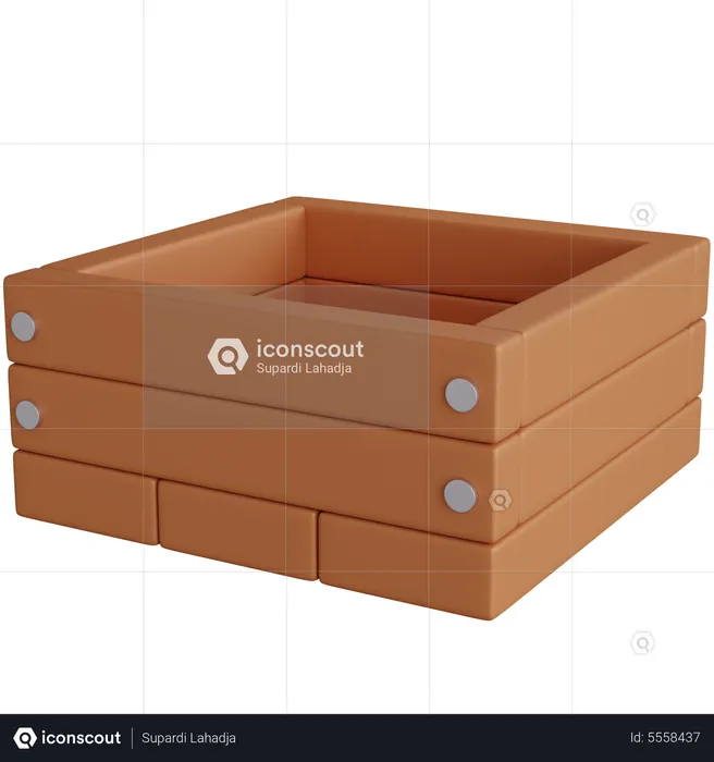 Fruit Wooden Box  3D Icon