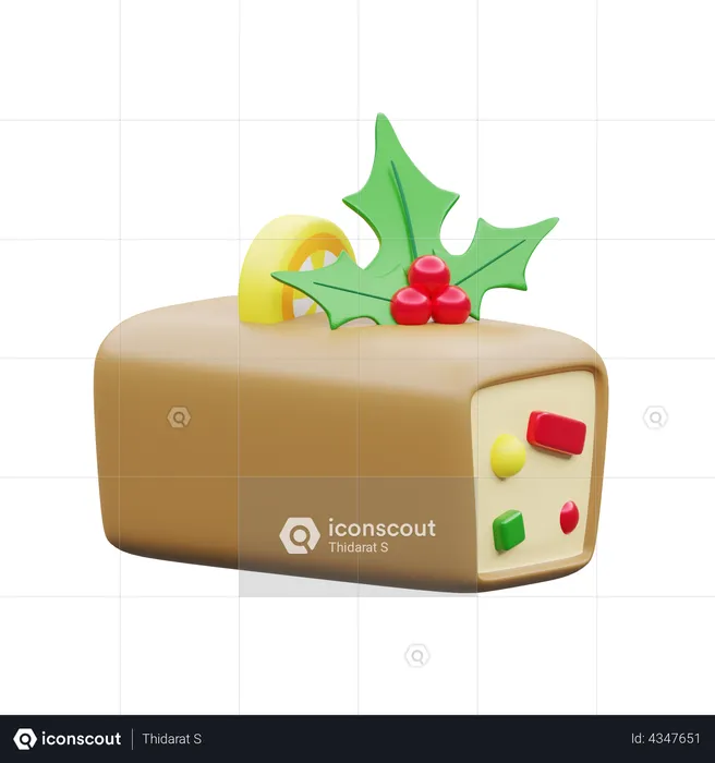 Fruitcake For Christmas Holiday  3D Illustration