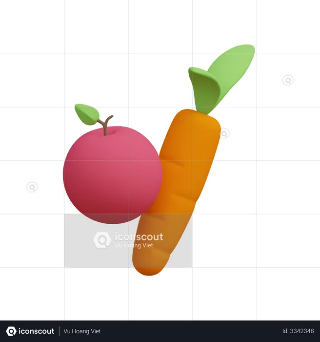 Fruits And Vegetables  3D Illustration