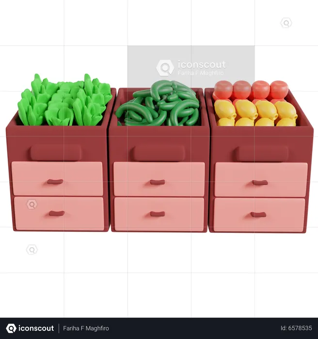 Fruits And Vegetables  3D Illustration