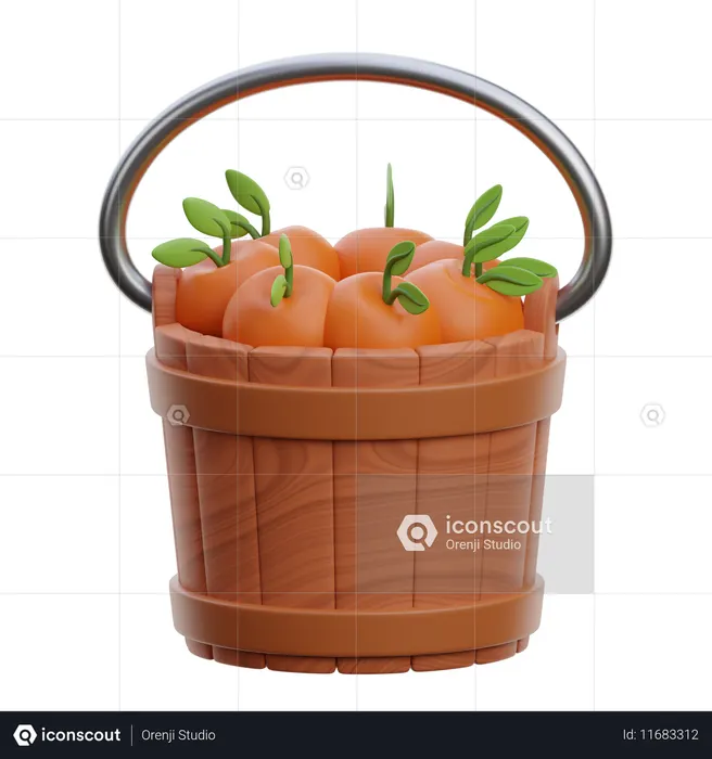 Fruits Bucket  3D Icon