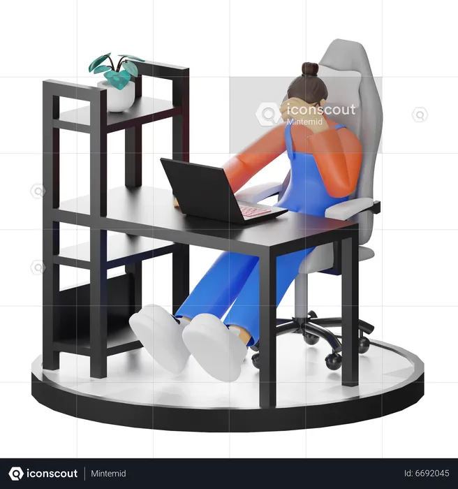 Frustrated woman sitting on chair  3D Illustration