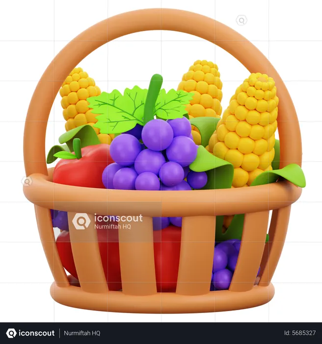 Frutas no balde  3D Icon