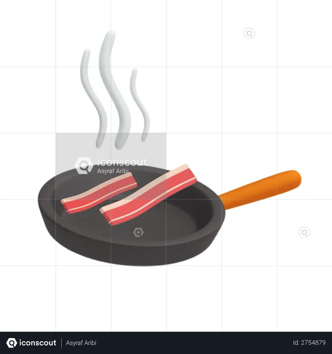 Frying meat  3D Illustration