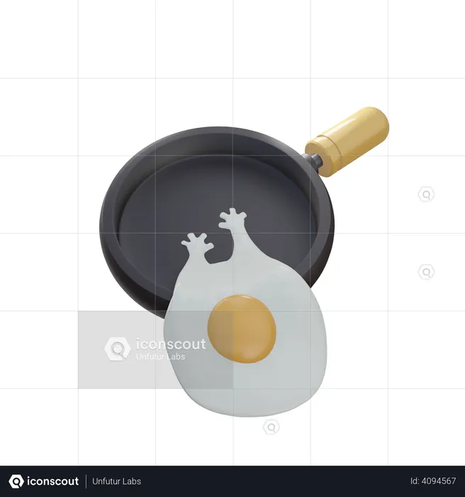 Frying Omelet  3D Illustration