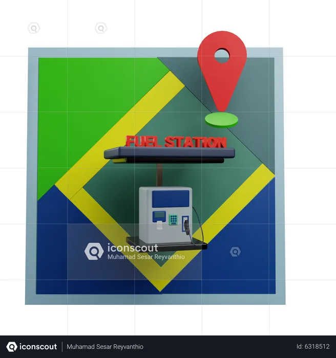 Fuel Station Location  3D Icon