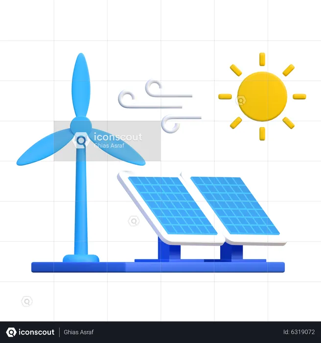 Fuente de energía renovable  3D Icon
