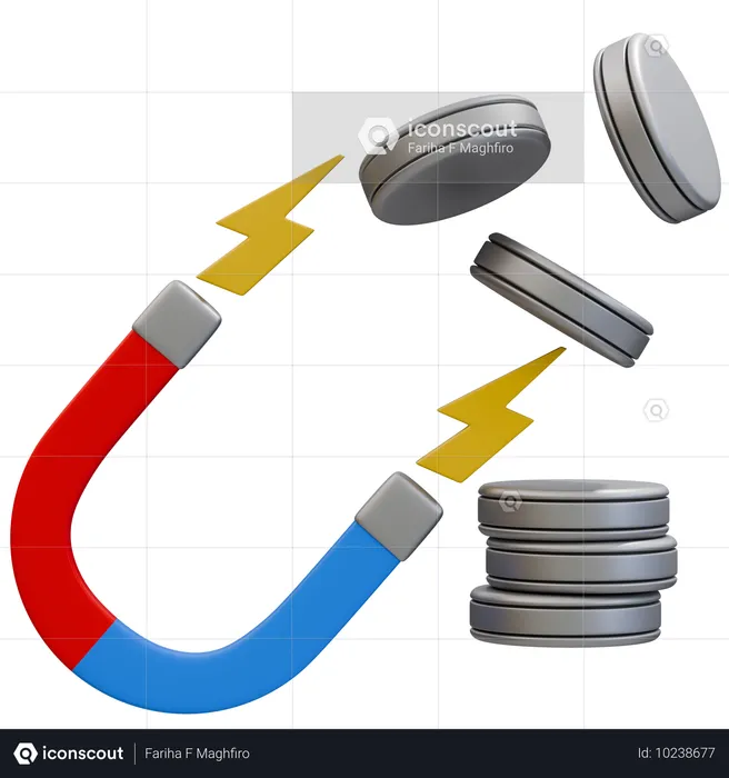 Fuerzas de atracción y repulsión magnética  3D Icon