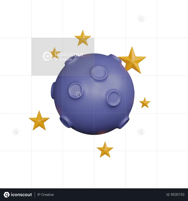 Full Moon with stars  3D Icon