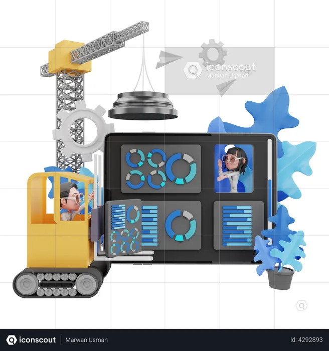 Funcionário trabalhando em análise  3D Illustration