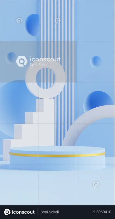 Fundo geométrico do pódio azul  3D Icon