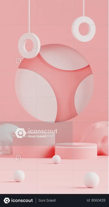 Fundo geométrico pódio rosa pastel  3D Icon