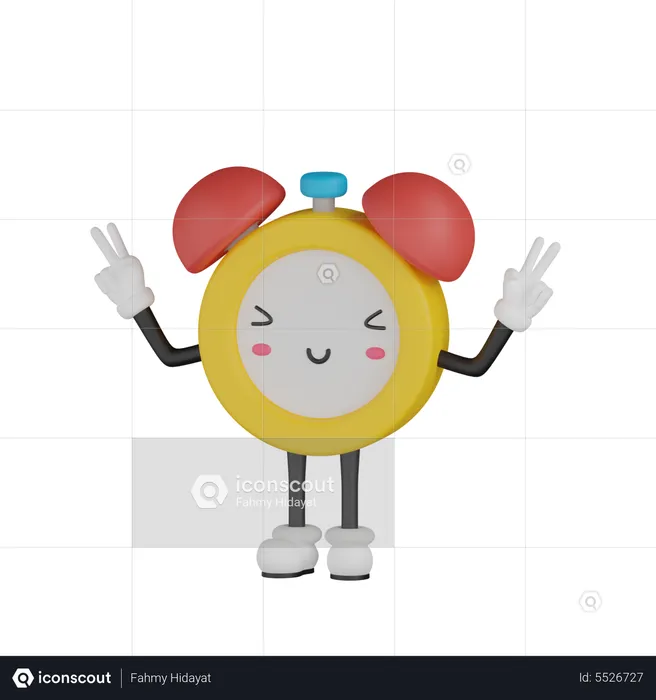 Funny Clock Character  3D Icon