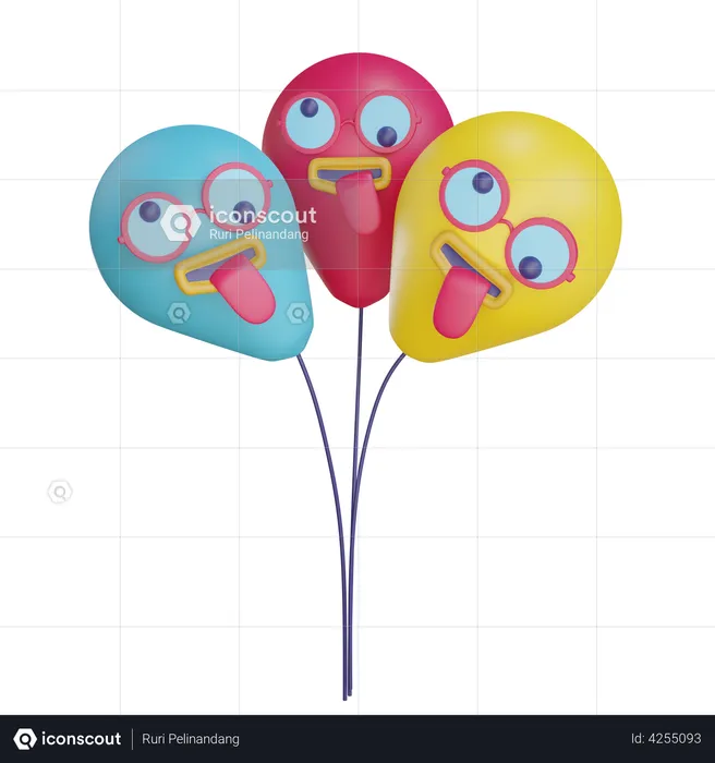 Funny Face Balloon  3D Illustration