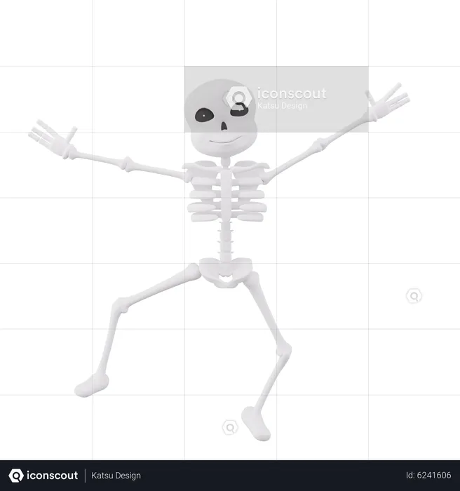 Funny skeletons dancing  3D Illustration