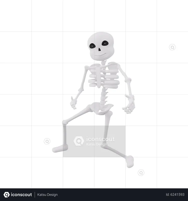 Funny skeletons giving dancing pose  3D Illustration