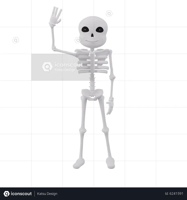 Funny skeletons say hello  3D Illustration