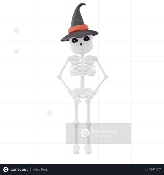 Funny skeletons standing and wearing wrist watch  3D Illustration
