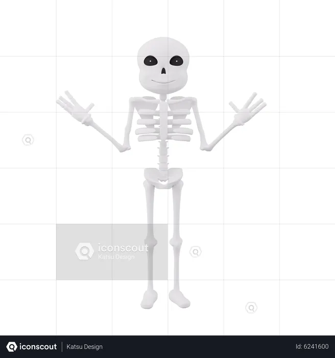 Funny skeletons standing with open hands  3D Illustration
