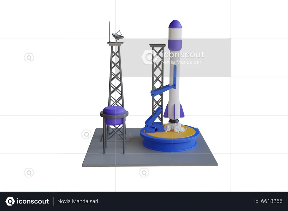 Grande fusée spatiale prête à être lancée  3D Illustration