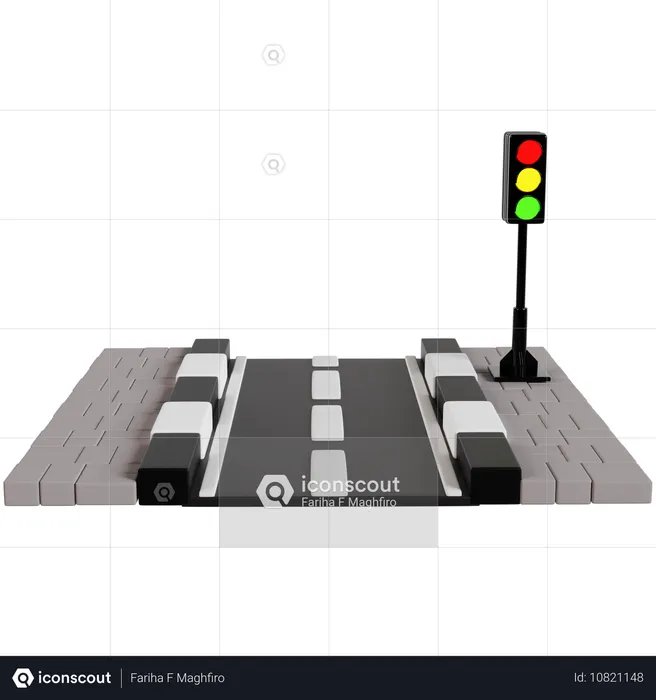 Fußgängerüberweg mit Ampel  3D Icon