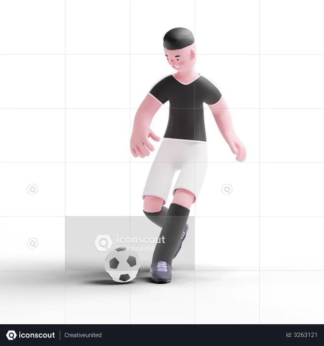 Jugador de fútbol jugando en el partido  3D Illustration