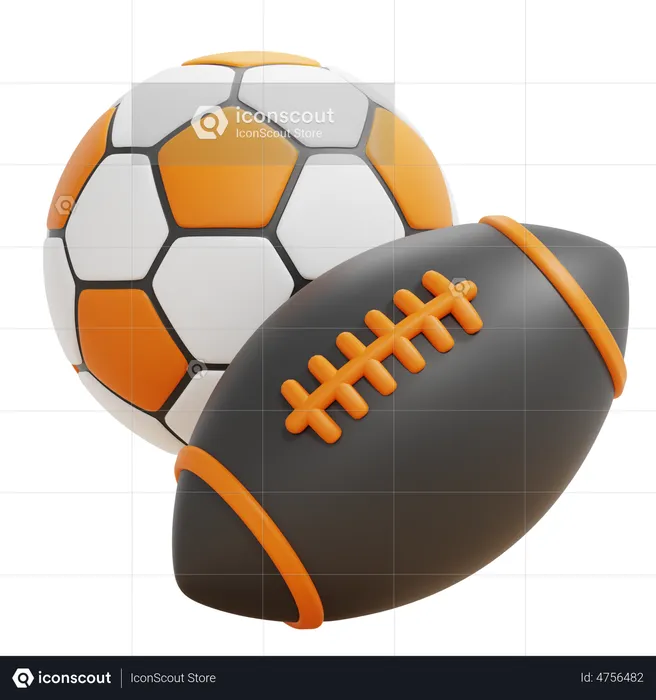 Futebol americano e bola de futebol  3D Icon