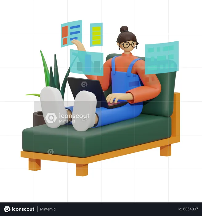 Future of Work, Flexibility and Comfort  3D Illustration
