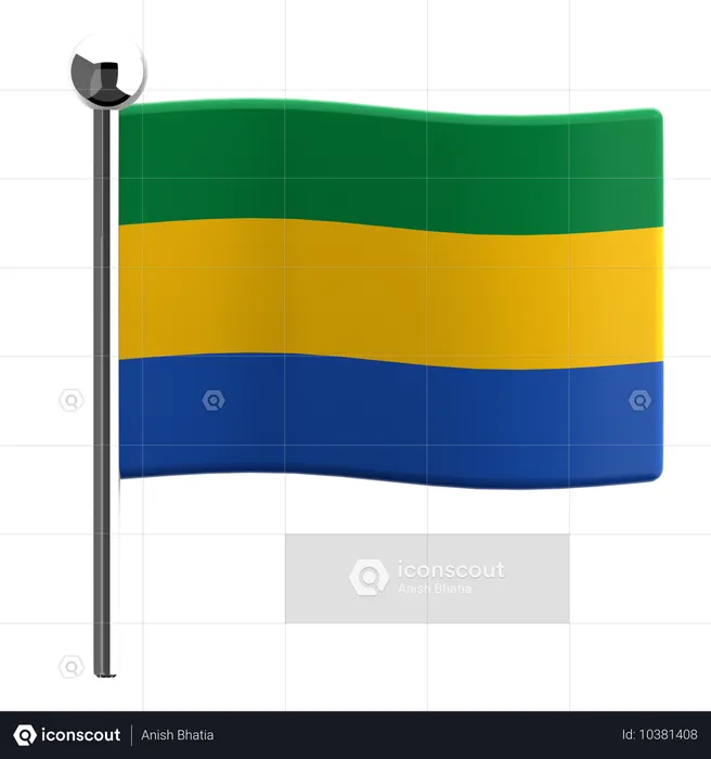 Gabón Flag 3D Icon